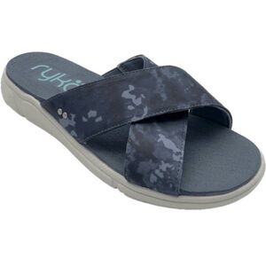 Ryka Cross Band Slide Sandals Malin Citadel Blue Camo NWT Woman's Size 8